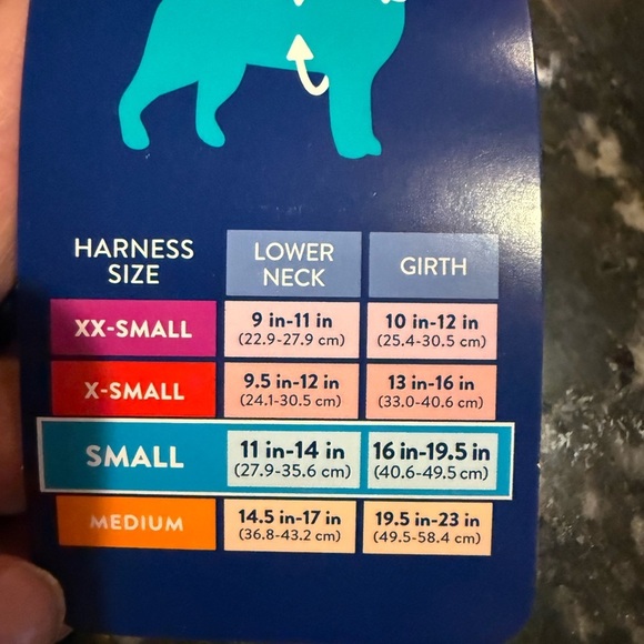 Top Paw Blue and Pink Harness Size Chart - Picture 3 of 3